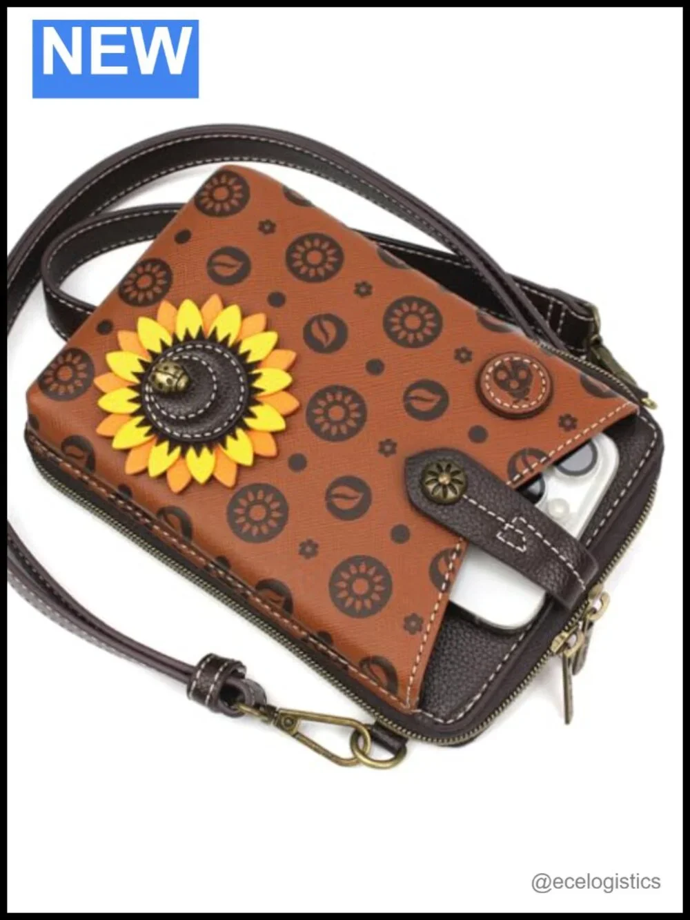 Snap Crossbody RFID Protected Faux Leather Cellphone Purse Adjustable Strap